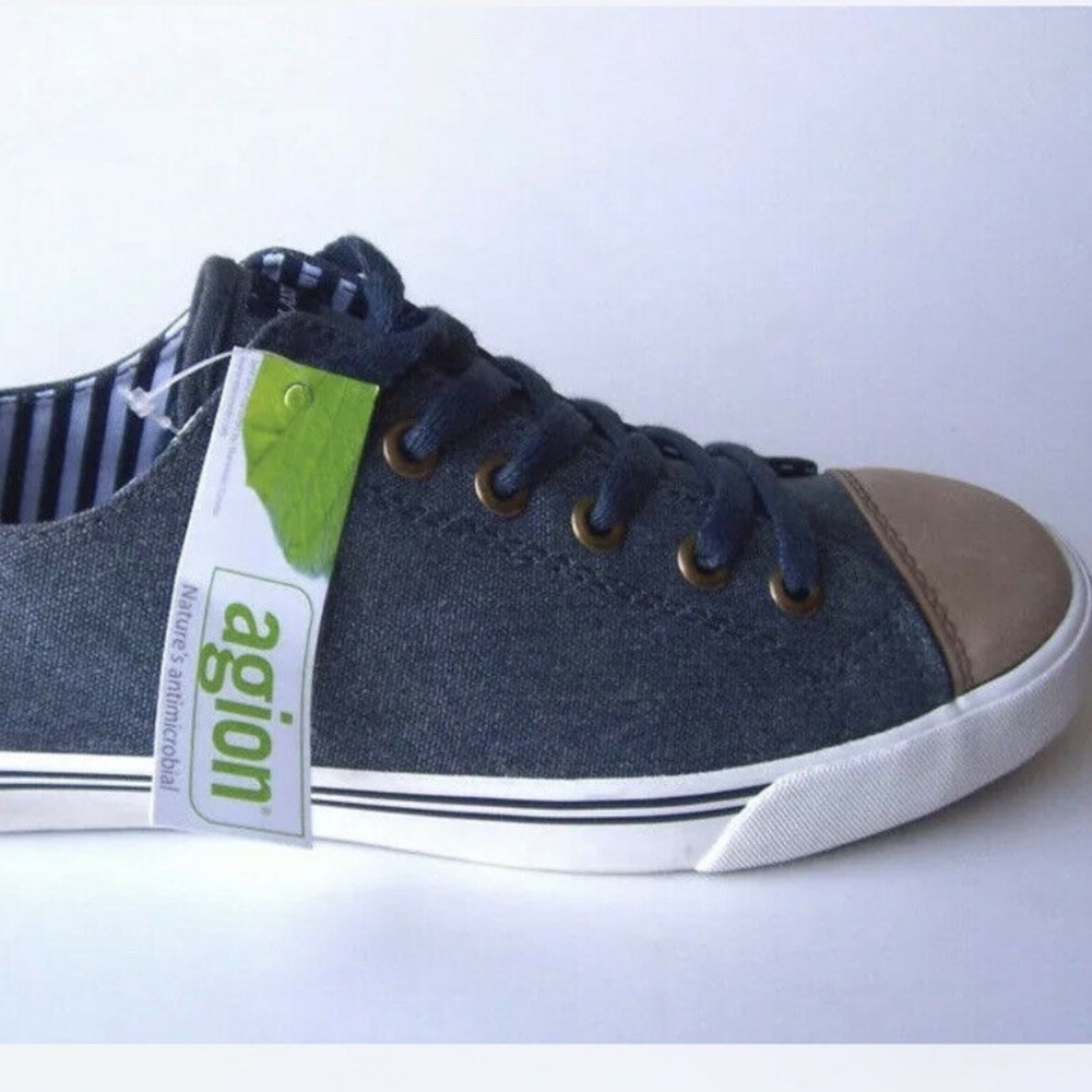 LAND'S END MENS CANVAS LOW SNEAKERS DENIM BLUE SPO